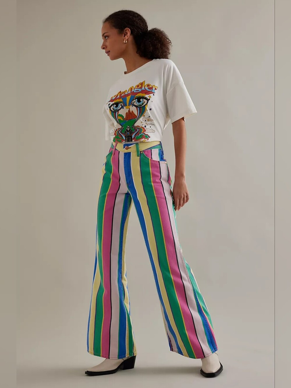 Wrangler Stripe Wanderer High Rise Flare Jeans 26/30 Anthropologie